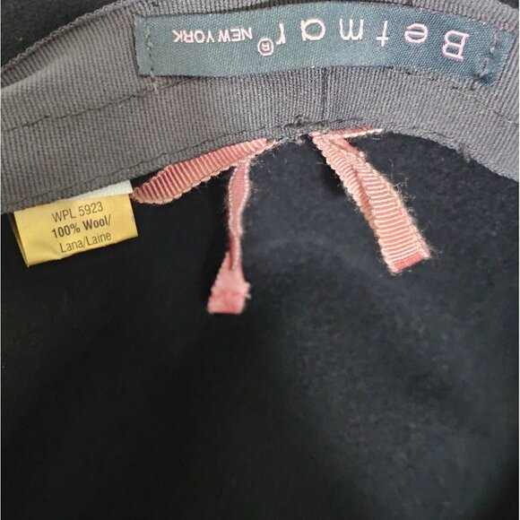 Betmar 100% Wool Felt Black Fedora Hat Womens Brim Bucket Winter Fall New York - Picture 9 of 9